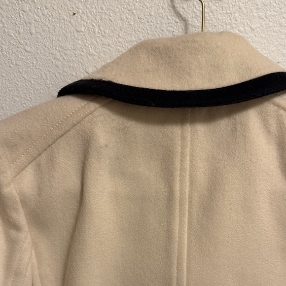 J. Crew Elegant Wool Cream Pea Coat with Black Accents - Picture 5 of 5
